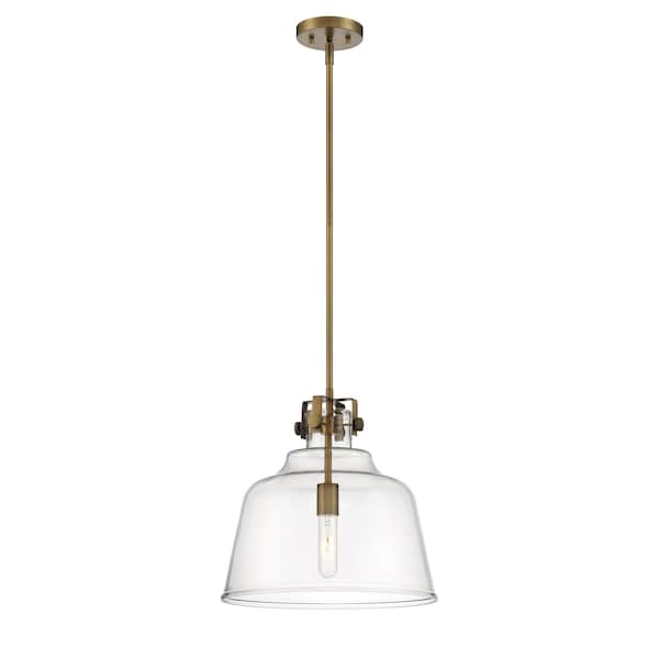 Designers Fountain Porter 60 Watt 1 Light Old Satin Brass Pendant with Clear Glass Shade D246M-15P-OSB - main